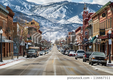 Streets and houses in small towns in America 116667311