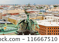 Cityscape from rooftops of St. Isaac's Cathedral in St.Petersburg, Russia. 116667510