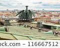 Cityscape from rooftops of St. Isaac's Cathedral in St.Petersburg, Russia. 116667512