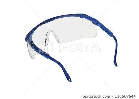 Pair of blue safety glasses Pair of blue safety glasses 116667644