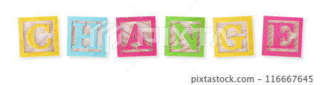 Change concept with wood blocks Change concept with wood blocks 116667645