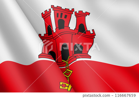 Gibraltar waving flag 3d illustration 116667659