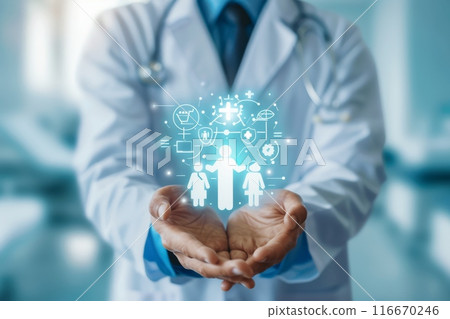 Doctor using digital medical futuristic interface Doctor using digital medical futuristic interface 116670246