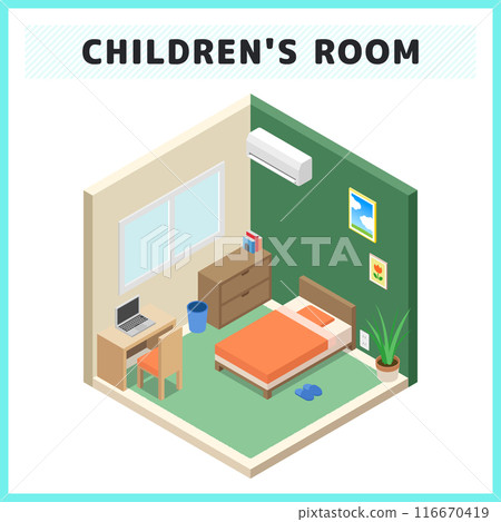 Isometric children's room illustration material 116670419