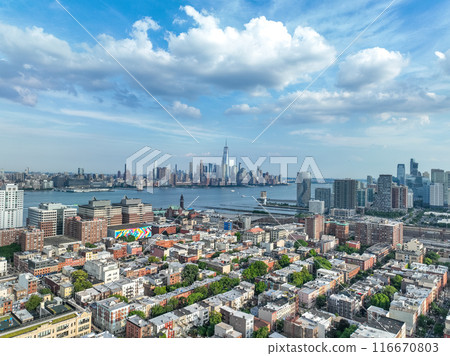 Aerial View of Hoboken and Manhattan Skyline 116670803