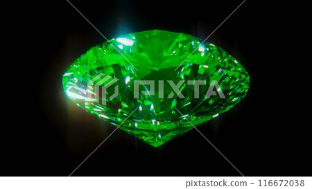 A brilliant-cut green diamond seen from an oblique angle A brilliant-cut green diamond seen from an oblique angle 116672038