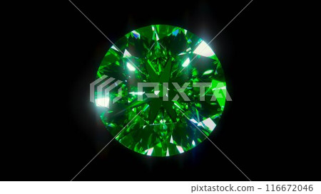 Bird's-eye view of a brilliant-cut green diamond 116672046