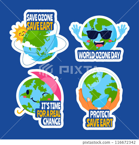 Ozone Day Label Flat Cartoon Hand Drawn Templates Background Illustration 116672342