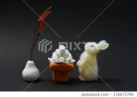 羊毛氈兔子月亮裝飾 羊毛氈兔子月亮裝飾 116672760