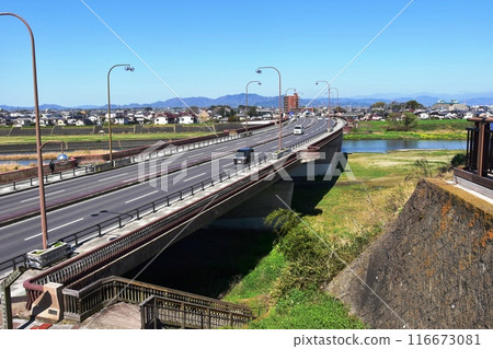 Oyama City, Tochigi Prefecture: Omoi River, Kanko Bridge, and the rest area 116673081