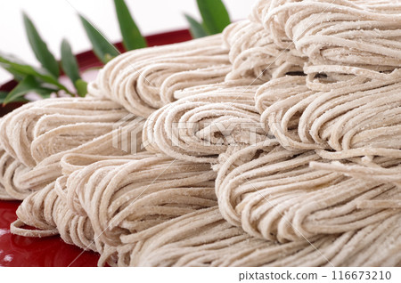 Freshly made handmade soba noodles 116673210