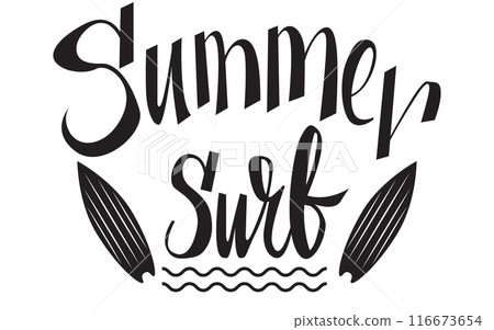 monochrome summer surf badge, fitness hipster vintage label for flayer, poster, logo or tshirt print 116673654