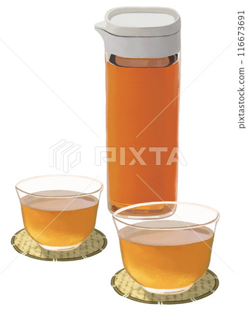 Barley tea (pot and two glasses) Barley tea (pot and two glasses) 116673691