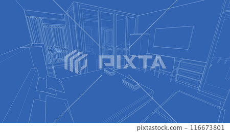 3D illustration of building project 116673801