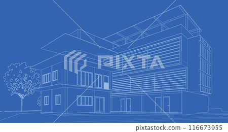 3D illustration of building project 3D illustration of building project 116673955