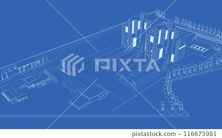 3D illustration of building project 116673981