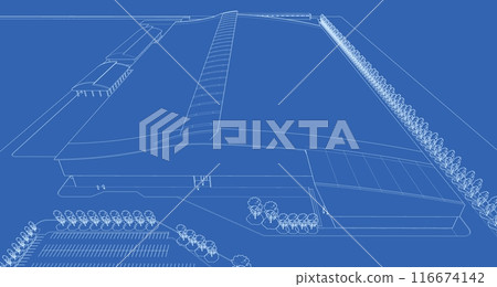 3D illustration of building project 116674142