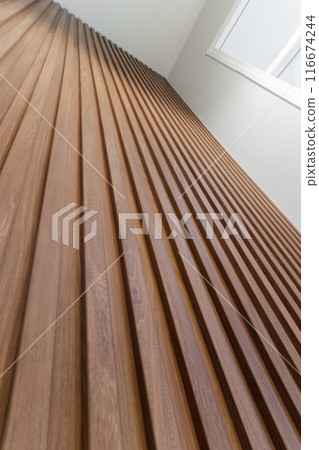 Decorative wooden walls in a modern home 116674244