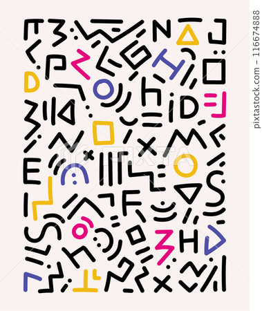 abstract seamless geometric color and alphabet pattern abstract seamless geometric color and alphabet pattern 116674888