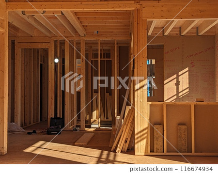 A house under construction in Kashiwanoha A house under construction in Kashiwanoha 116674934