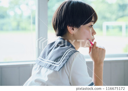 School girls studying School girls studying 116675172