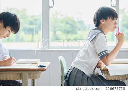 High school students studying 116675750