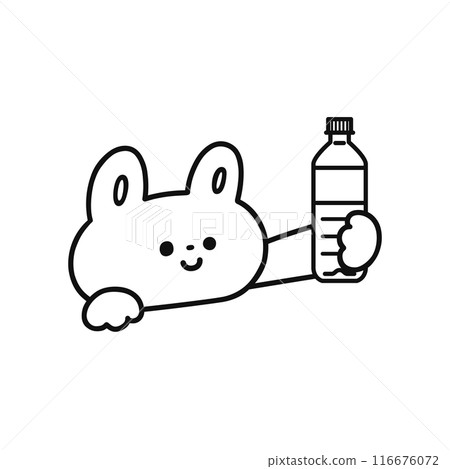 可愛的兔子拿著塑膠瓶/畫線 可愛的兔子拿著塑膠瓶/畫線 116676072