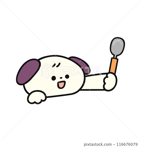 Cute dog holding a spoon 116676079