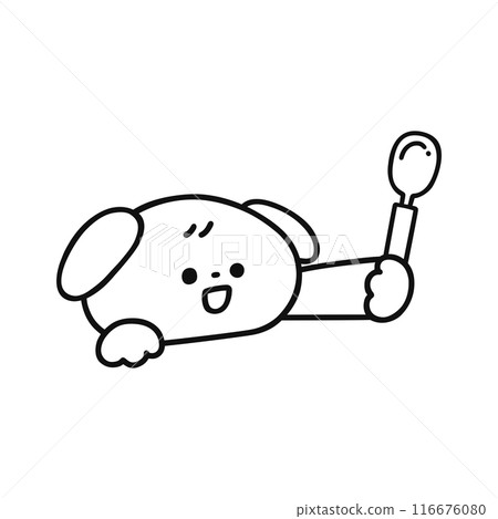 可愛的狗用湯匙-畫線 可愛的狗用湯匙-畫線 116676080