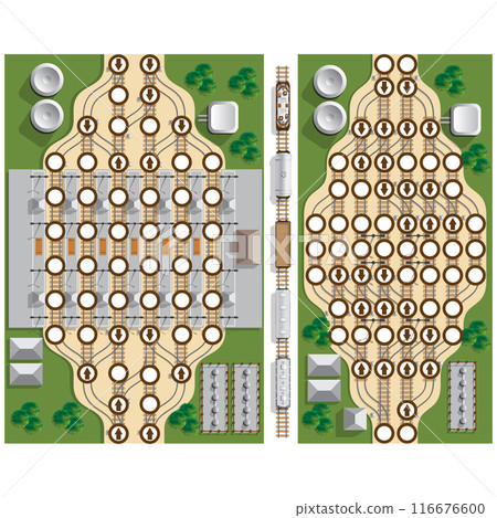 Railroad station. Game interface design. Vector illustration. 116676600