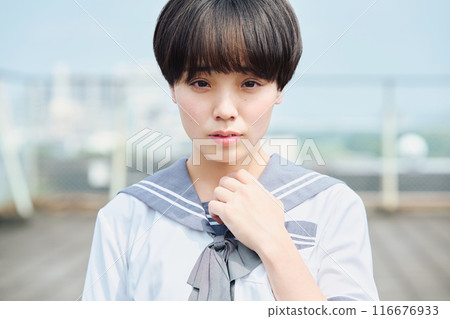 High school girl on the roof 116676933