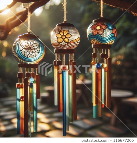 陽光透過樹林照亮的風鈴 116677200
