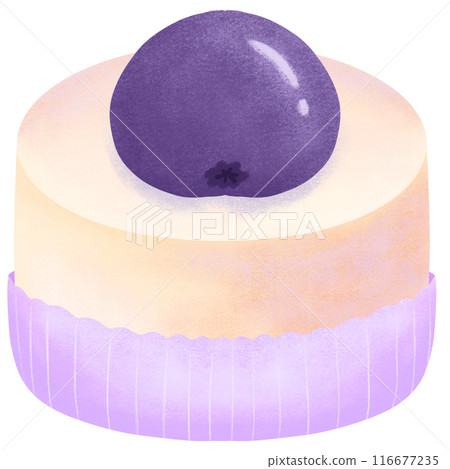 Hand drawn coffee and cake cartoon art illustration. Hand drawn cartoon cookie illustration. Desserts & Sweet Foods Flat Design 116677235