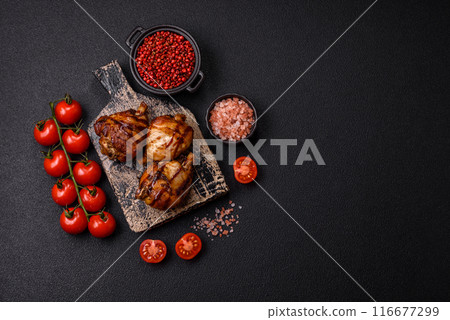 Delicious grilled chicken legs with spices and herbs Delicious grilled chicken legs with spices and herbs 116677299