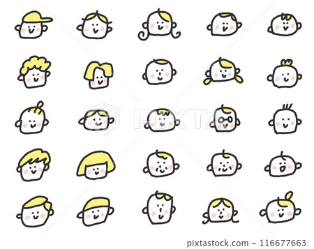 手繪可愛老少男女臉圖示集人 116677663