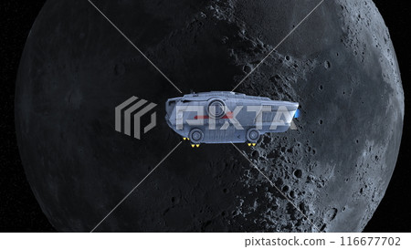spaceship and moon 116677702