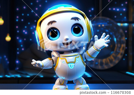 Generative ai on theme of beautiful futuristic toy robot, autonomous programmable new technique 116678308
