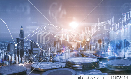 CG material: Image material of charts, graphs, currency and cityscapes 116678414