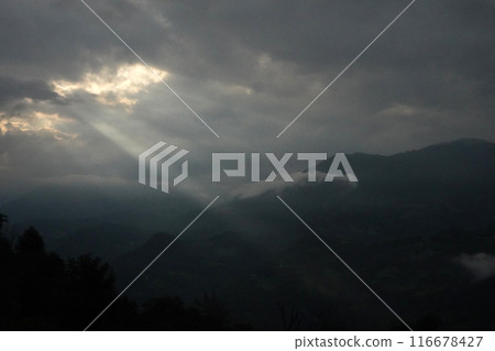 Sun Ray comes from Huge Cloud at Sikkim Offbeat Viillage Lungchok 116678427
