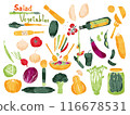 Watercolor vegetable and salad illustration set 116678531