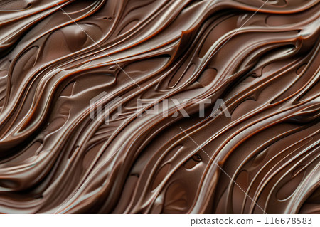 Generative ai on theme of beautiful tasty liquid chocolate on wave abstract dark background 116678583
