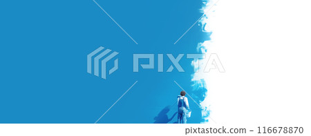 A person applying blue paint to one side of a large wall A person applying blue paint to one side of a large wall 116678870