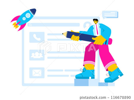 Personal Portfolio Vector Illustration with Profile Data, Resume, or Self-Improvement to Attract Clients and Employers in a Flat Cartoon Background Personal Portfolio Vector Illustration with Profile Data, Resume, or Self-Improvement to Attract Clients and Employers in a Flat Cartoon Background 116678890