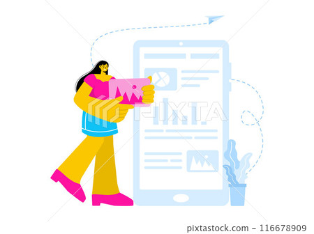 Personal Portfolio Vector Illustration with Profile Data, Resume, or Self-Improvement to Attract Clients and Employers in a Flat Cartoon Background Personal Portfolio Vector Illustration with Profile Data, Resume, or Self-Improvement to Attract Clients and Employers in a Flat Cartoon Background 116678909