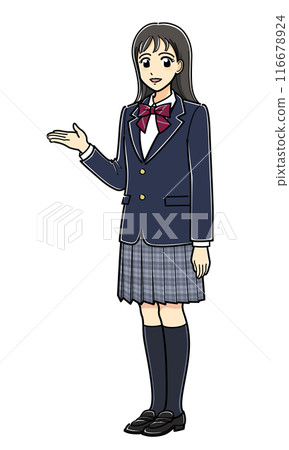穿著西裝外套的高中女孩引導你 穿著西裝外套的高中女孩引導你 116678924