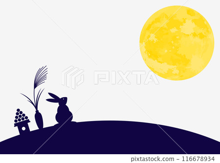 Autumn Full Moon Viewing Frame Background 3 Navy Blue 116678934