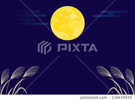 秋十五夜月亮觀賞框背景3深藍色 116678939