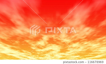 日出和日落時天空中流動的雲彩的插圖 日出和日落時天空中流動的雲彩的插圖 116678969