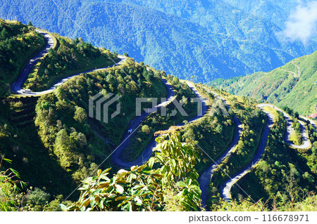 Sunny Weather in Zig Zag Road of Silk Route Sikkim 116678971