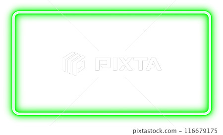 Green neon light fluorescent frame illustration, transparent background Green neon light fluorescent frame illustration, transparent background 116679175